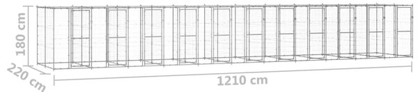 Κλουβί Σκύλου Εξ. Χώρου με Στέγαστρο 26,62 μ² Γαλβ. Χάλυβας - Ασήμι