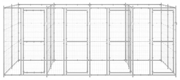 Κλουβί Σκύλου Εξωτερικού Χώρου 9,68 μ² από Γαλβανισμένο Χάλυβα - Ασήμι