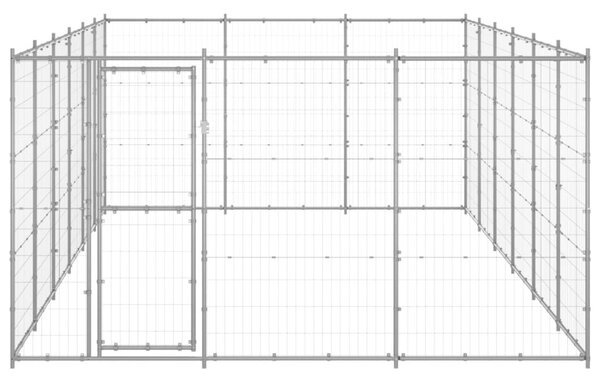 Κλουβί Σκύλου Εξωτερικού Χώρου 21,78 μ² από Γαλβανισμένο Χάλυβα - Ασήμι