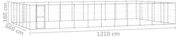 Κλουβί Σκύλου Εξωτερικού Χώρου 79,86 μ² από Γαλβανισμένο Χάλυβα - Ασήμι