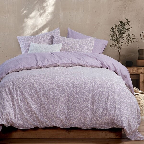 Σεντόνια Φανελένια Sorial (Σετ 3τμχ) Mauve Nef-Nef Homeware