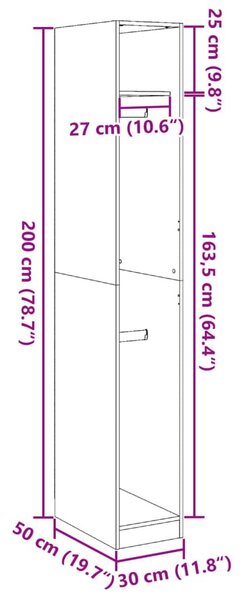 Ντουλάπα Όψη Παλαιού Ξύλου 30x50x200 εκ. από Επεξεργασμένο Ξύλο - Καφέ