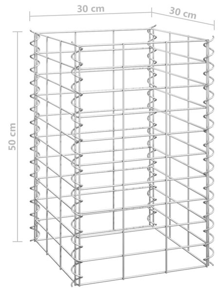 Συρματοκιβώτια-Γλάστρες Υπ. 4τεμ 30x30x50/100/150/200εκ Σιδερ. - Ασήμι