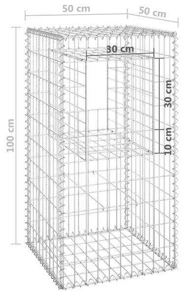 Συρματοκιβώτια Στύλοι 2 τεμ. 50 x 50 x 100 εκ. Σιδερένιοι - Ασήμι