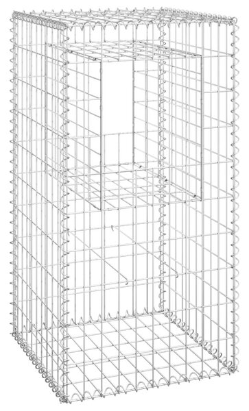 Συρματοκιβώτια Στύλοι 2 τεμ. 50 x 50 x 100 εκ. Σιδερένιοι - Ασήμι