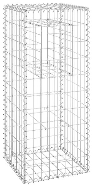 Συρματοκιβώτιο Στύλος 40 x 40 x 100 εκ. Σιδερένιο - Ασήμι