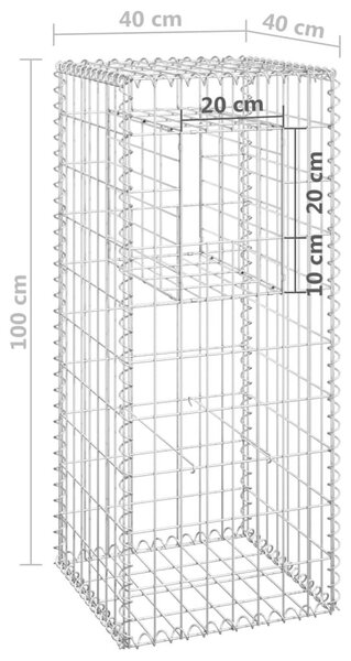 Συρματοκιβώτια Στύλοι 2 τεμ. 40 x 40 x 100 εκ. Σιδερένιοι - Ασήμι