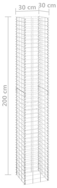 Συρματοκιβώτια-Γλάστρες Υπ. 4τεμ 30x30x50/100/150/200εκ Σιδερ. - Ασήμι