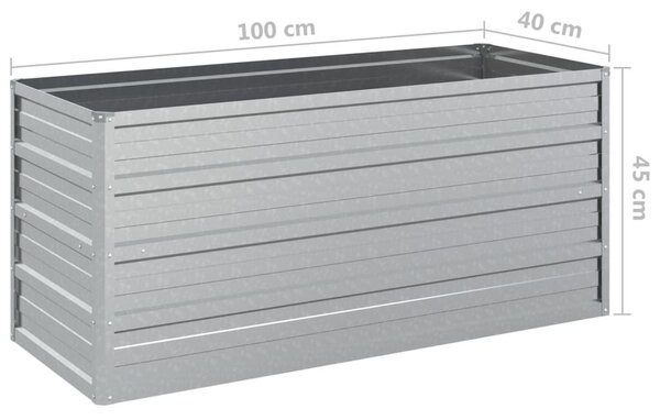 Ζαρντινιέρα Υπερυψωμένη Ασημί 100x40x45 εκ. Γαλβανισμ. Χάλυβας - Ασήμι