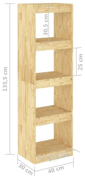 Βιβλιοθήκη/Διαχωριστικό Χώρου 40x30x135,5 εκ. Μασίφ Ξύλο Πεύκου - Καφέ