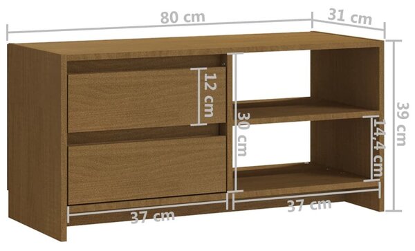 Έπιπλο Τηλεόρασης Μελί 80 x 31 x 39 εκ. από Μασίφ Ξύλο Πεύκου - Καφέ