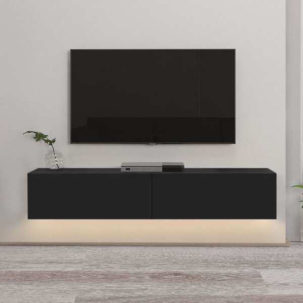 Έπιπλο τηλεόρασης επιτοίχιο Aristo Megapap με LED χρώμα μαύρο 135x31,6x25εκ