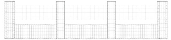 Συρματοκιβώτια Στύλοι σε U Σχήμα 4 τεμ. 380x20x100 εκ Σιδερένια - Ασήμι