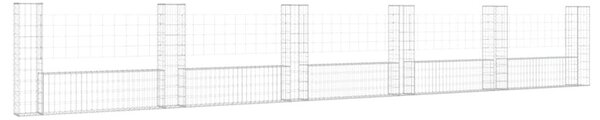 Συρματοκιβώτια Στύλοι σε U Σχήμα 6 τεμ. 620x20x100 εκ Σιδερένια - Ασήμι