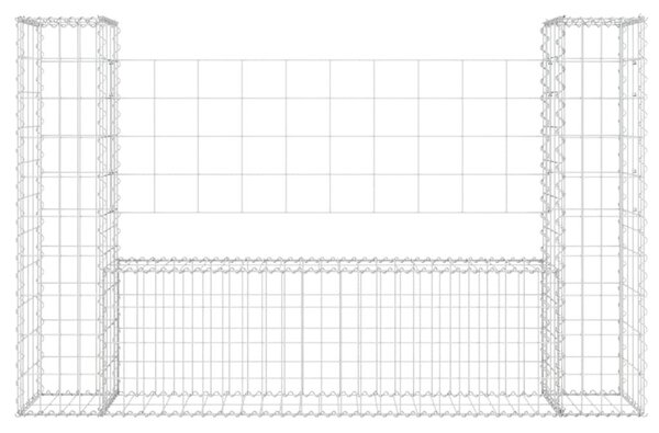 Συρματοκιβώτιο σε U Σχήμα με 2 Στύλους 140x20x100 εκ Σιδερένιο - Ασήμι