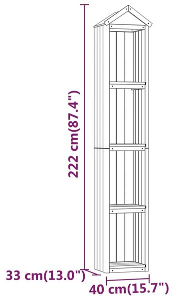 Αποθήκη Εργαλείων Κήπου 40x33x222 εκ. Εμποτισμένο Ξύλο Πεύκου - Καφέ