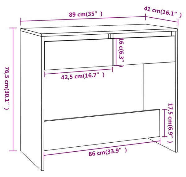 Τραπέζι Κονσόλα Sonoma Δρυς 89x41x76,5 εκ. Επεξεργασμένο Ξύλο - Μπεζ