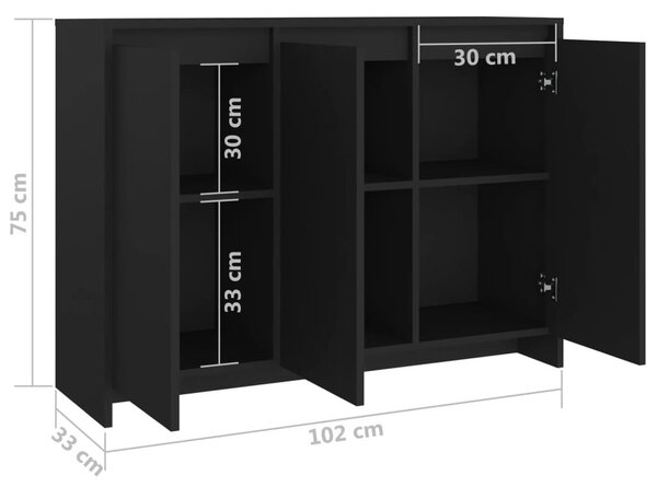 Βοηθητικό Ντουλάπι Μαύρο 102x33x75εκ. Επεξεργασμένο Ξύλο - Μαύρο