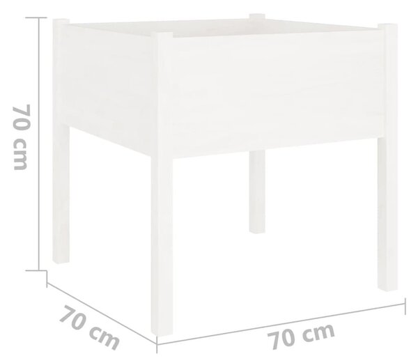 Ζαρντινιέρες 2 τεμ. Λευκό 70 x 70 x 70 εκ. Μασίφ Ξύλο Πεύκου - Λευκό