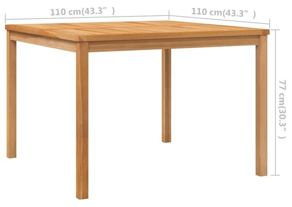 Τραπεζαρία Κήπου 110 x 110 x 77 εκ. από Μασίφ Ξύλο Teak - Καφέ