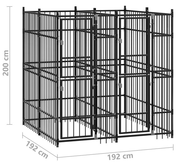Κλουβί Σκύλου Εξωτερικού Χώρου 3,69 μ² από Ατσάλι - Μαύρο