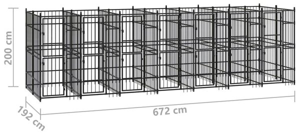 Κλουβί Σκύλου Εξωτερικού Χώρου 12,9 μ² από Ατσάλι - Μαύρο