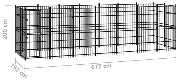 Κλουβί Σκύλου Εξωτερικού Χώρου 12,9 μ² από Ατσάλι - Μαύρο