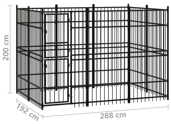 Κλουβί Σκύλου Εξωτερικού Χώρου 5,53 μ² από Ατσάλι - Μαύρο