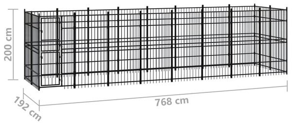 Κλουβί Σκύλου Εξωτερικού Χώρου 14,75 μ² από Ατσάλι - Μαύρο