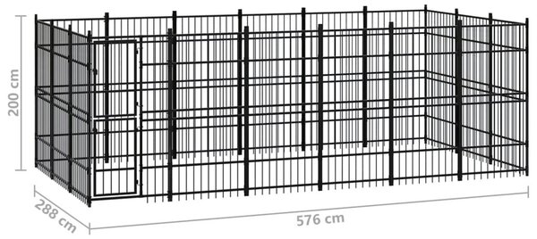 Κλουβί Σκύλου Εξωτερικού Χώρου 16,59 μ² από Ατσάλι - Μαύρο