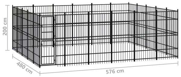 Κλουβί Σκύλου Εξωτερικού Χώρου 27,65 μ² από Ατσάλι - Μαύρο