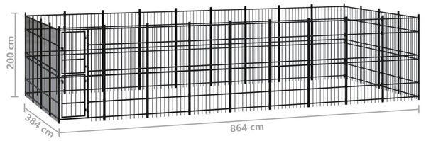 Κλουβί Σκύλου Εξωτερικού Χώρου 33,18 μ² από Ατσάλι - Μαύρο