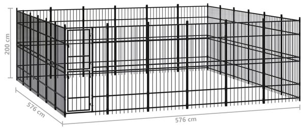 Κλουβί Σκύλου Εξωτερικού Χώρου 33,18 μ² από Ατσάλι - Μαύρο