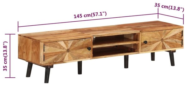 Έπιπλο Τηλεόρασης 145 x 35 x 35 εκ. από Μασίφ Ξύλο Ακακίας - Καφέ