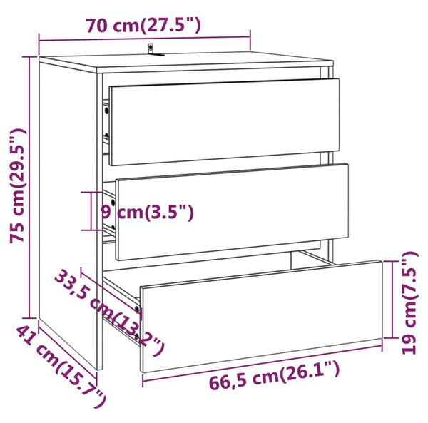 Μπουφές Γκρι Sonoma 70x41x75 εκ. από Επεξεργασμένο Ξύλο - Γκρι