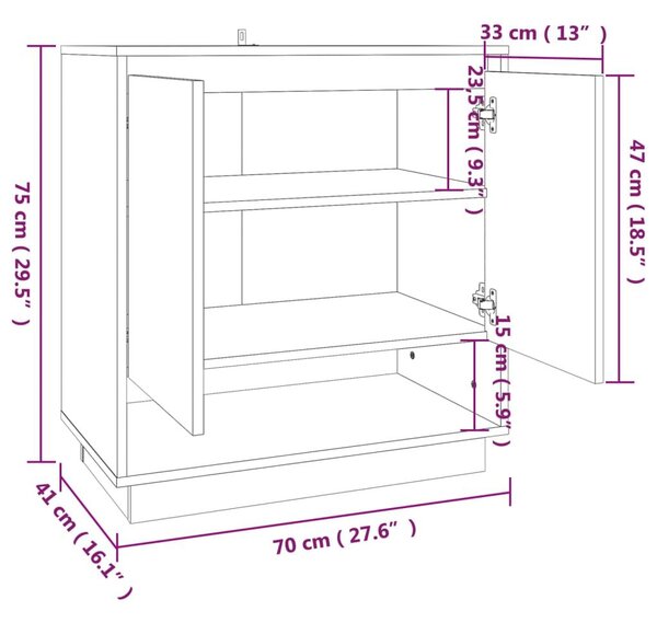 Μπουφές Καπνιστή Δρυς 70x41x75 εκ. από Επεξεργασμένο Ξύλο - Καφέ