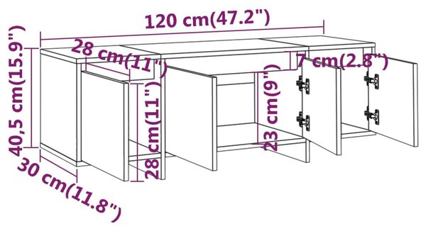 Έπιπλο Τηλεόρασης Γκρι Sonoma 120x30x40,5 εκ. από Μοριοσανίδα - Γκρι