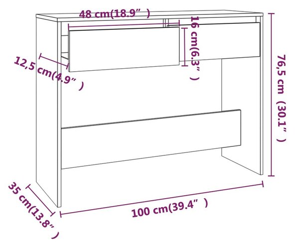 Τραπέζι Κονσόλα Γκρι Sonoma 100x35x76,5 εκ. Επεξεργ. Ξύλο - Γκρι