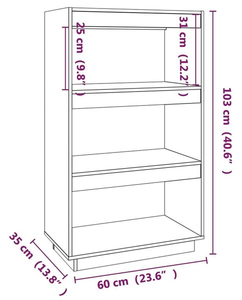 Βιβλιοθήκη/Διαχωριστικό Χώρου Λευκό 60x35x103 εκ. Μασίφ Πεύκο - Λευκό