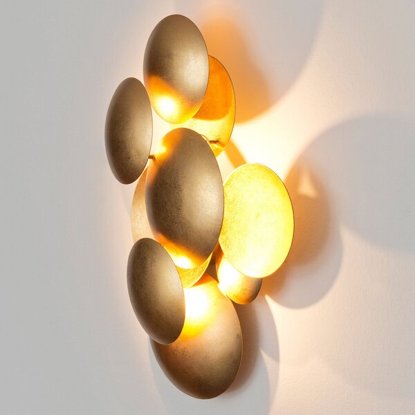 Holländer Φωτιστικό τοίχου LED BOLLADARIA, χρυσό, 42 x 27 cm, μεταλλικό, με δυνατότητα, ρυθμιζόμενος, Χρυσό / Ορείχαλκου, Σαλόνι / τραπεζαρία, Μέταλλο, σχεδιασμός