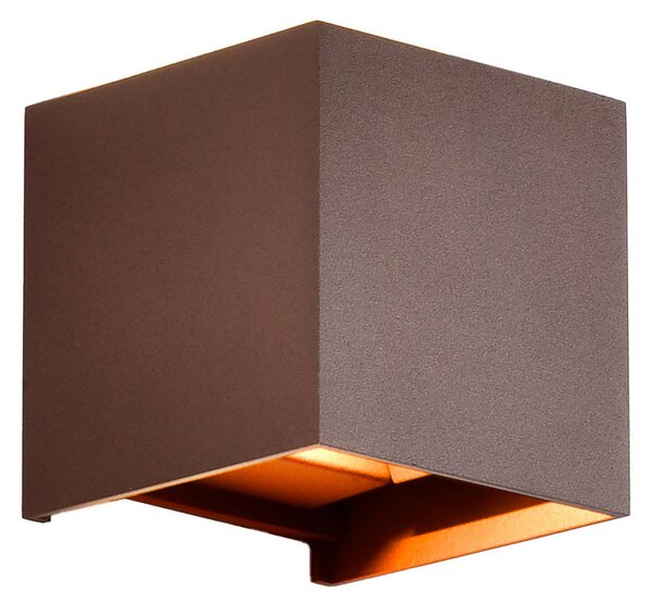 Mantra Iluminación Εξωτερικό φωτιστικό τοίχου LED Davos, corten, γωνιακό, dimmable αλουμίνιο, ρυθμιζόμενος, Καφέ / Σκουριάς, Αλουμίνιο, Πρίζα τοίχου πάνω/κάτω