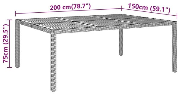 Τραπέζι Κήπου Γκρι 200x150x75 εκ. Συνθετικό Ρατάν/Ξύλο Ακακίας - Γκρι