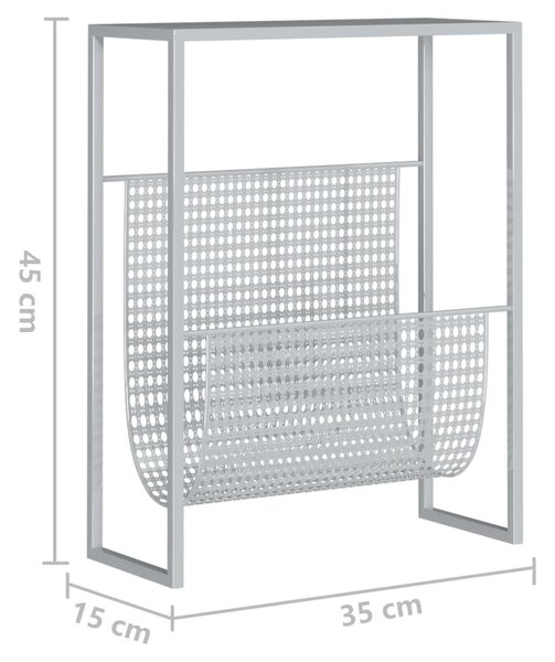 Ραφιέρα Περιοδικών Ασημένια 35 x 15 x 45 εκ. από Ατσάλι - Ασήμι