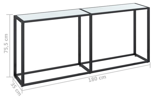 Τραπέζι Κονσόλα Λευκό Όψη Μαρμάρου 180x35x75,5 εκ. Ψημένο Γυαλί - Λευκό