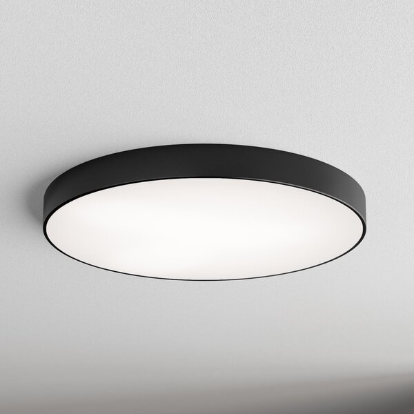 TEMAR LIGHTING Φωτιστικό οροφής Cleo με γυάλινο διαχύτη, μαύρο, Ø 78cm, ρυθμιζόμενος, Μαύρο, Σαλόνι / τραπεζαρία, Μέταλλο, σύγχρονο