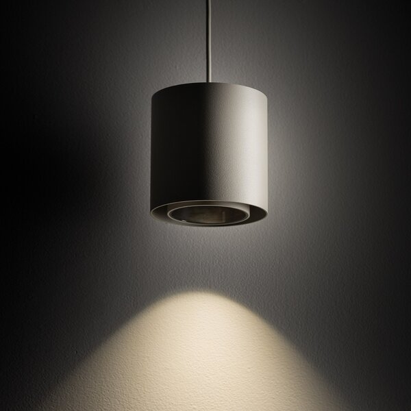 Nowodvorski Lighting Κρεμαστό φωτιστικό Point Duo, γκρι μεταξωτό, χάλυβας, Ø 13 cm, GU10, ρυθμιζόμενος, Γκρι, Σαλόνι / τραπεζαρία, Μέταλλο, σύγχρονο