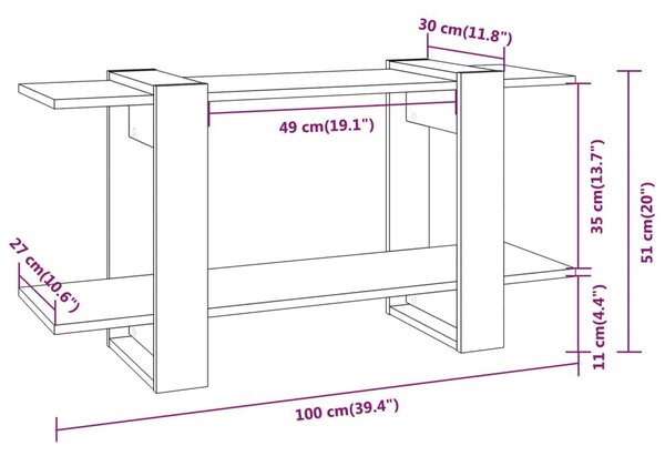 Βιβλιοθήκη Ραφιέρα Sonoma Δρυς 100x30x51 εκ. Επεξεργασμένο Ξύλο - Καφέ