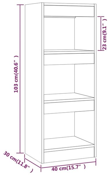 Βιβλιοθήκη/Διαχωριστικό Γυαλιστ. Λευκό 45x24x159 εκ Επεξ. Ξύλο - Λευκό