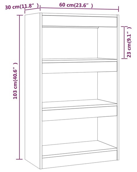 Βιβλιοθήκη/Διαχωρισ. Χώρου Γκρι Σκυρ. 60x24x186 εκ. Επεξ. Ξύλο - Γκρι