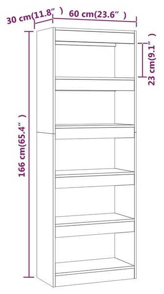 Βιβλιοθήκη/Διαχωρ. Χώρου Γκρι Sonoma 60x30x166 εκ Επεξεργ. Ξύλο - Γκρι